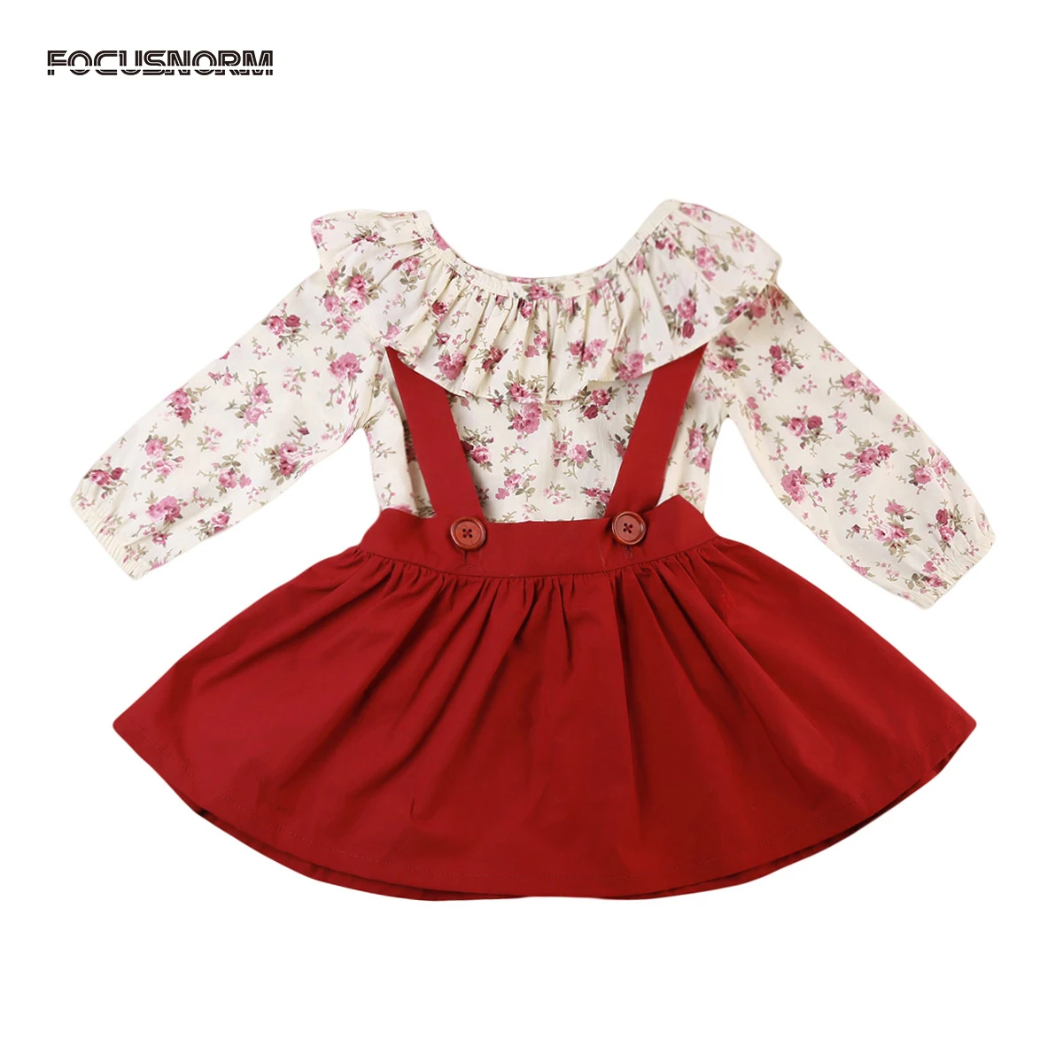 

Cotton Flower Baby Kids Long Sleeve Girls Cloth Set T-shirt Baby Tops+Tutu Skirt Kids Outfit Strap Dress 2PCS Clothes Sets 1-6Y