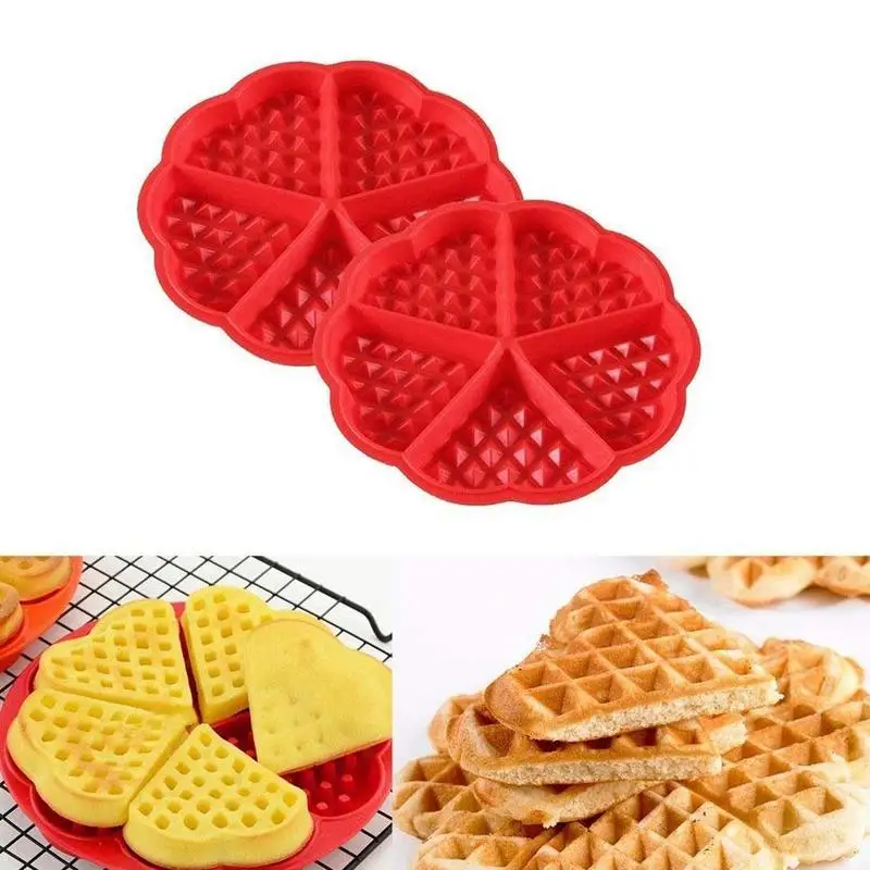 

1 Pc Silicone Red 5-cavity Oven Pan Mold Heart Shape Waffles Mold Microwave Cake Muffin Candy Jelly Chocolate Mold Baking Tool