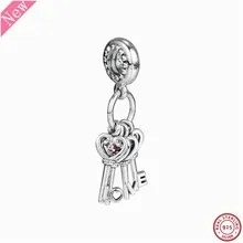Мульти-цветные кристаллы ключи любви шарма бусины для Для женщин, подходят для изготовления ювелирных изделий, сделай сам, соответственные Европейской Пандоре обаятельные Серебро 925 FL829