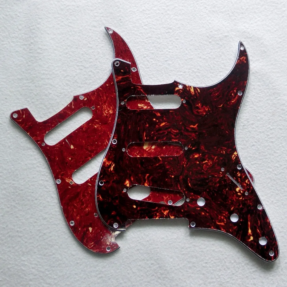 

11 holes USA standard 4ply SSS Brown tortoise st guitar pickguard real celluloid top red tortoise guitar gaurd