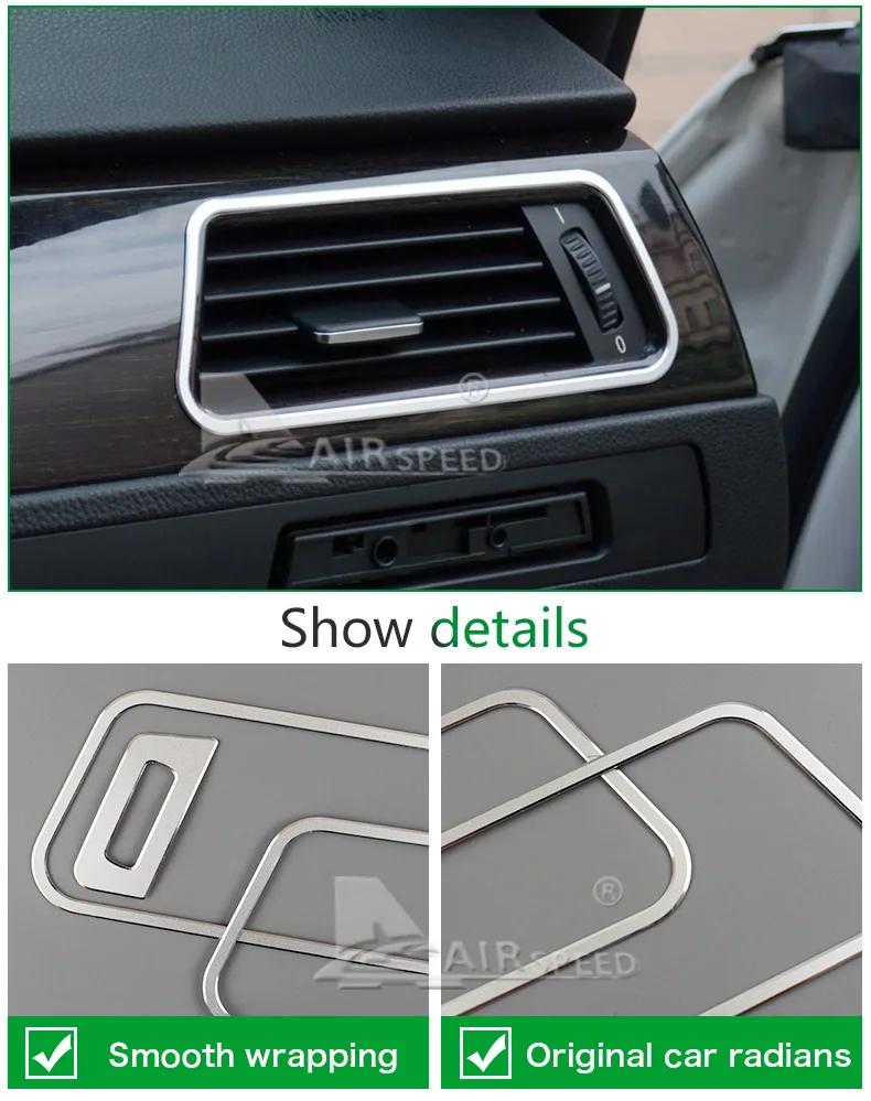 Airspeed AluminiumAlloy Interior Central Air Conditioner Outlet Frame Sticker for BMW E90 E92 E93 2005-2012 3 Series Accessories (20)