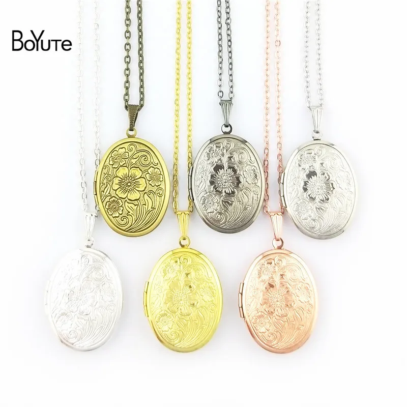 BoYuTe 70CM Chain 2329MM Oval Open Photo Pendant Locket Necklace Vintage Jewelry (10)