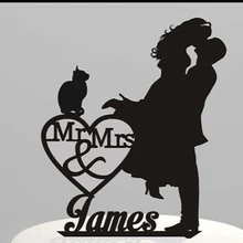 Модный акриловый для свадебного торта топперы для пар с домашним котом на заказ Жених невесты имя помолвки прием гостей в доме невесты Декор