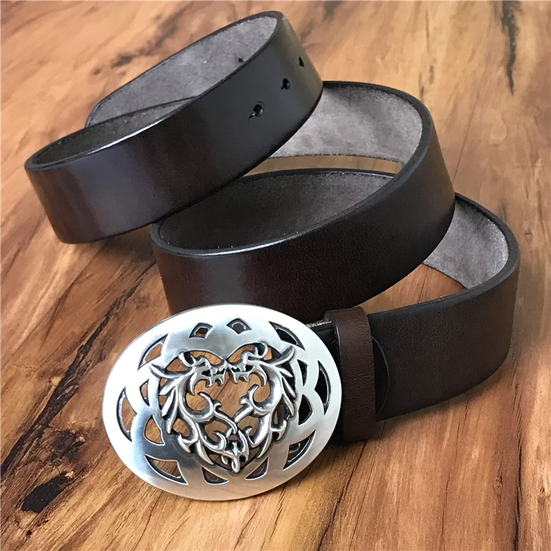 Mens Belts Luxury TOP Thick Genuine Leather Metal Belt Buckle Cowboy Belt Jeans Belts For Men