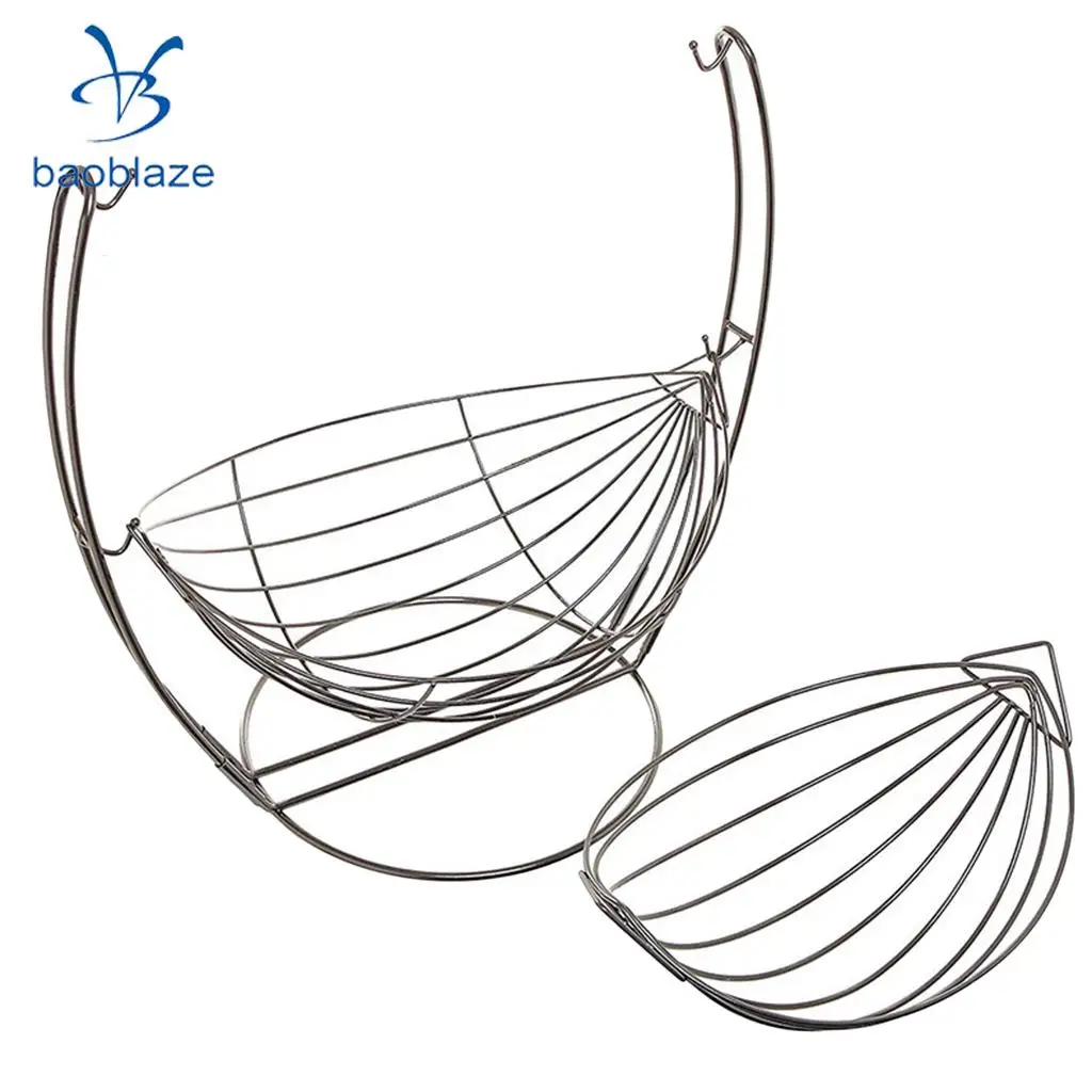 2 Tier Fruit Basket Durable Metal Fresh Fruit Baskets Oranges Storage Bowl