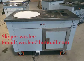 

hot 110v round pan fried ice cream machine with cool box 1200w 220v fry ice rolling machine r410a frying pan machine
