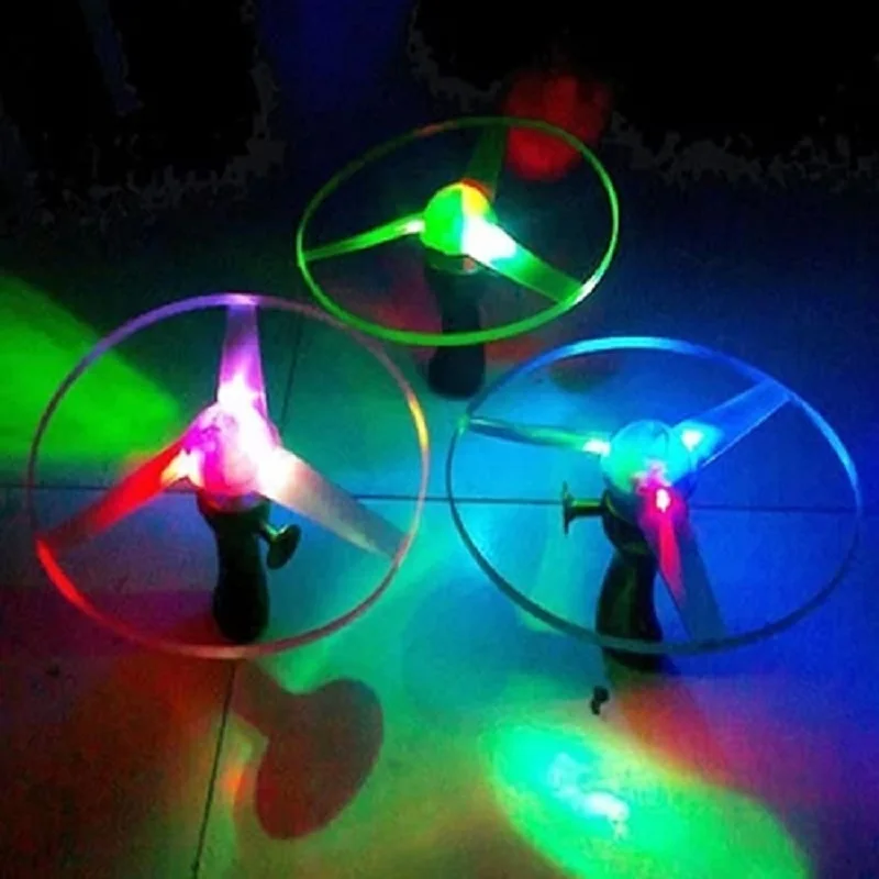 

1pc Throw and Catch Flying Disc Boomerangs Flying Saucer Helicopter UFO Spin LED Light Outdoor Toy Light-Up Toys