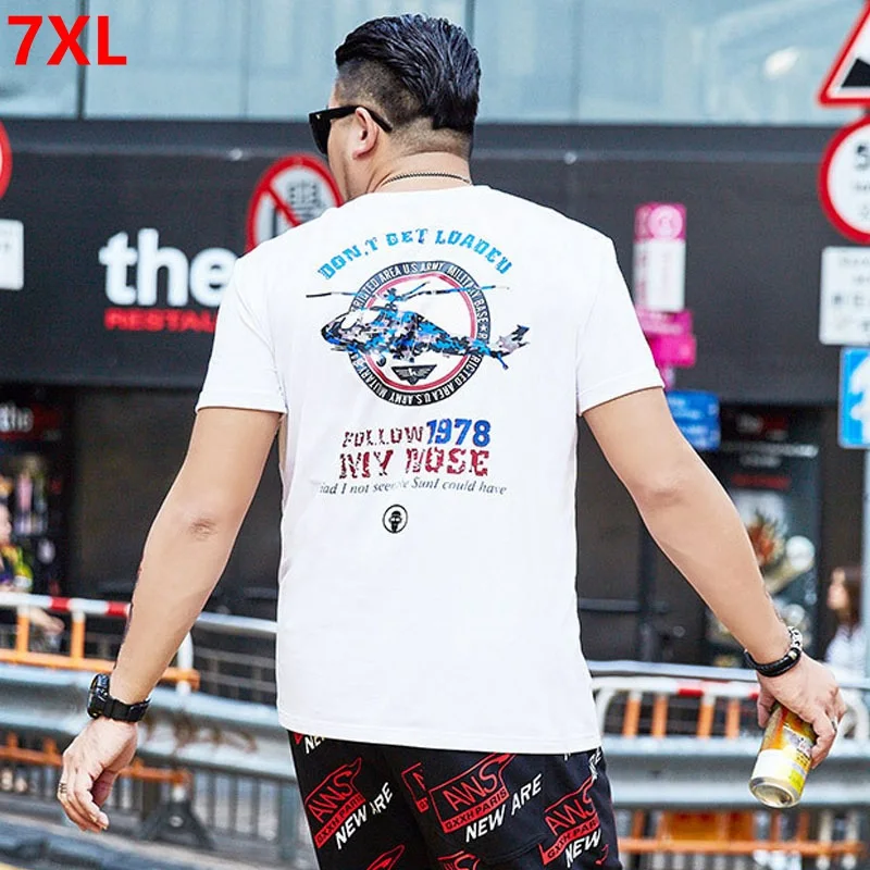 

Big size men's clothing plus size short-sleeved t-shirt spring summer pattern printing compassionate men 7XL 6XL 5XL 4XL