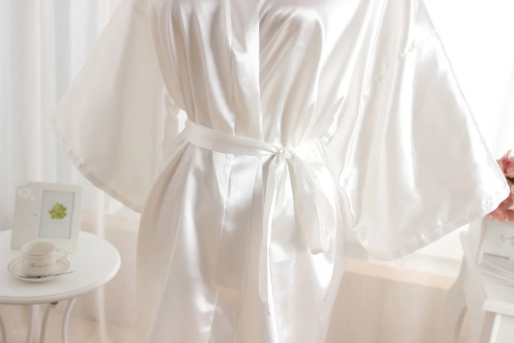 BZEL, Одноцветный халат для невесты, подружки невесты, атласный сексуальный халат, ночная рубашка для женщин, Короткое Кимоно, одежда для сна размера плюс, пижама Mujer