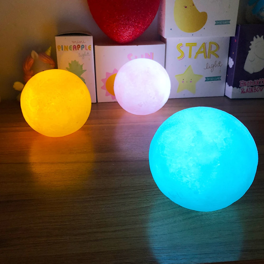 3D Moon Sleep Light Moon Light Christmas Child Gift Moon Light Powder Yellow Blue White 15/12/10/8CM Optional