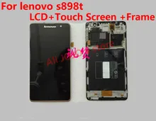 100% Original LCD Screen + frame For lenovo s898t s8 MT6589T With Touch display Digitizer Assembly replacement + tools