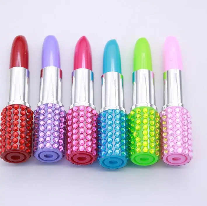 

60pcs/lot Lipstick Lippie Ballpoint Pen 0.7mm Fancy Diamonds Rhinestone Crystal Promotion Party Gift Office Prize