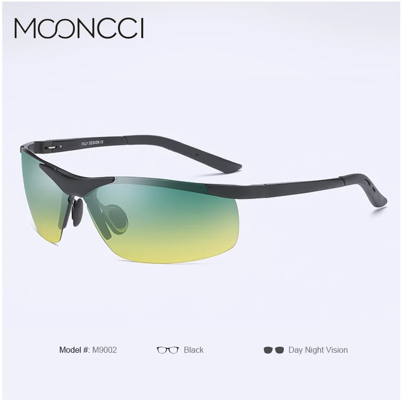 MOONCCI поляризованные солнцезащитные очки для мужчин, алюминиевые желтые очки для вождения днем и ночью,, брендовые Дизайнерские мужские солнцезащитные очки - Цвет линз: Black