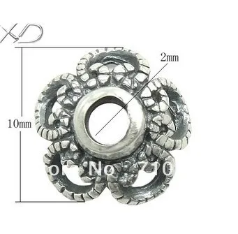 

Real Antique silver solid sterling 925 Thai silver 10mm Charming flower bead Caps jewelry finding 10pcs/lot