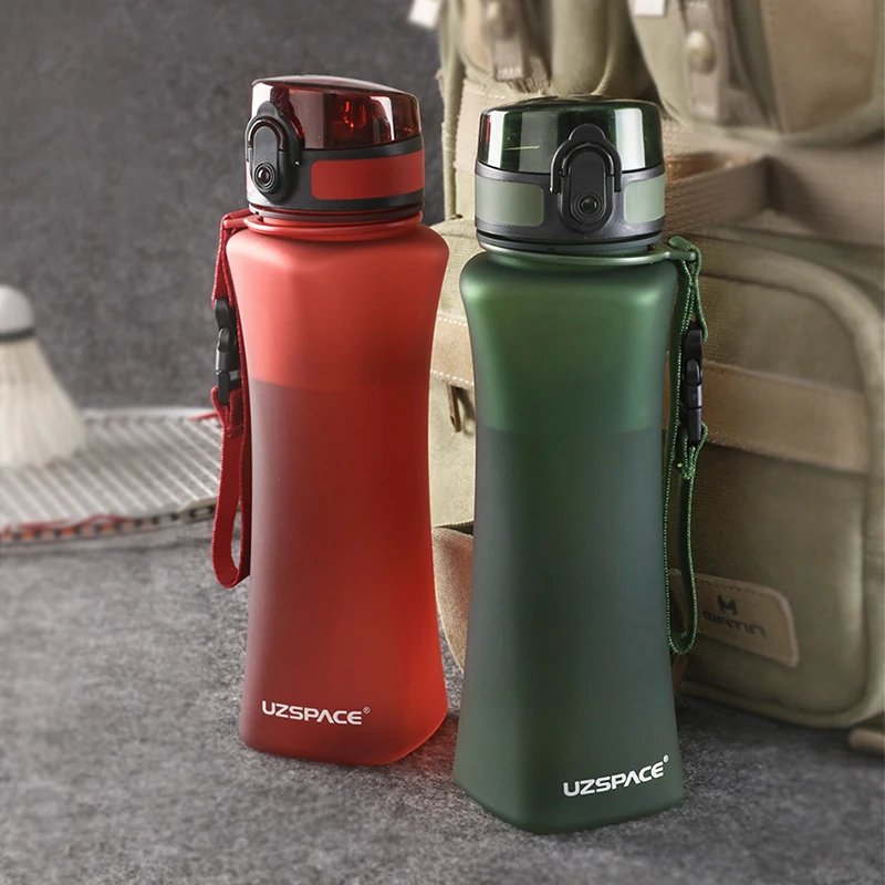 New UZSPACE Sport Water Bottle 500ml Fashion 6 Colors Protein Shaker HikingTravel My Bottle For Water Plastic Drinkware BPA Free