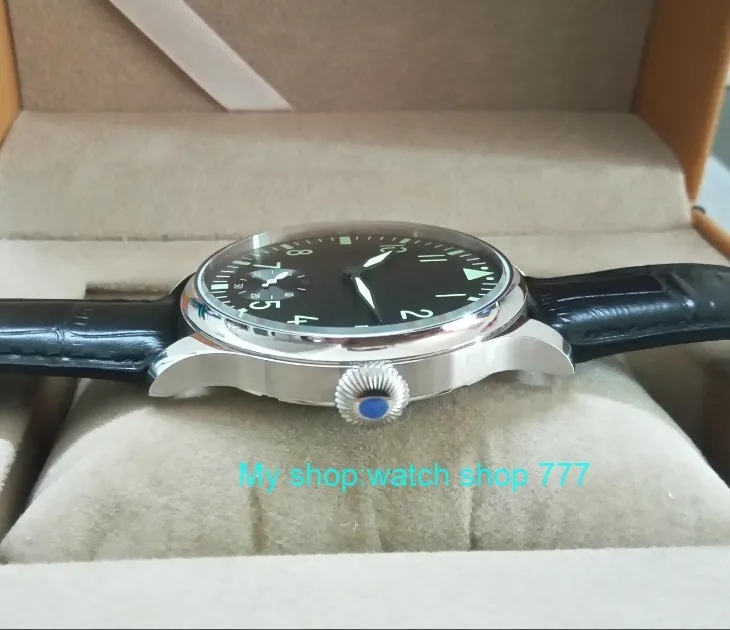 Зеленые светящиеся 44 мм parnis 6498/ST3621 17 jewels механические ручные ветер движение