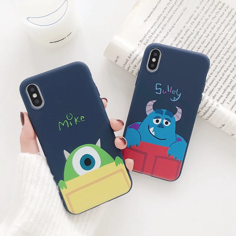 

Cute Cartoon Monster University Mike phone case for coque iphone 8 7 6 plus Kawaii Couple silicone case for iphone cover X XR XS