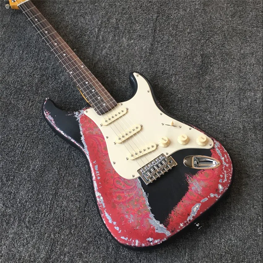 

In Stock , antique do old electric guitar, amoeba stickers, real photos, antique relic, free shipping