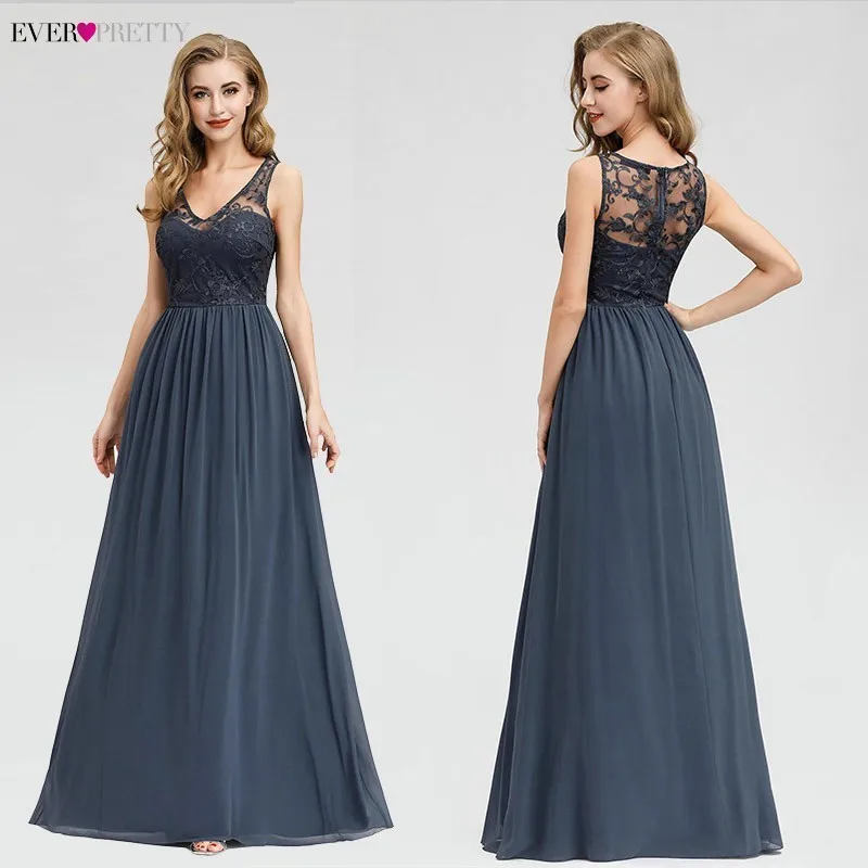 

Long Prom Dresses 2019 Ever Pretty A-Line V-Neck Sleeveless Elegant Lace Women Formal Dresses For Evening Party Vestidos De Gala