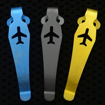 

1PC Colored airplane TC4 Titanium Pocket Knife Clip Belt Flashlight K Sheath Multicolor Multi Tools Button Pocket Clip EDC Tools