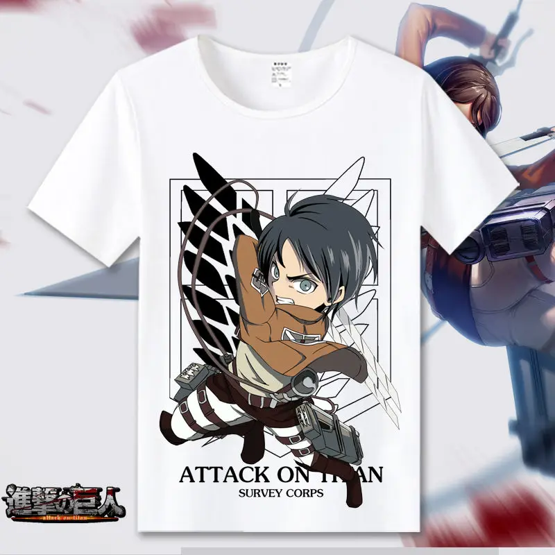 Attack on Titan Cosplay T Shirt Scout Regiment Summet T-Shirt Shingeki no Kyojin Recon Corps Top Tee Halloween Cosplay Costume