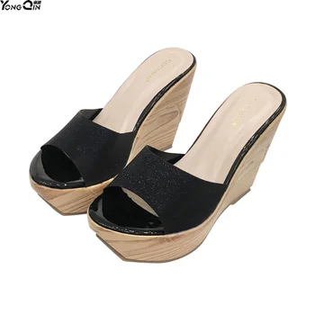 

Fashion wild transparent wedge women's sandals peep toe women slippers