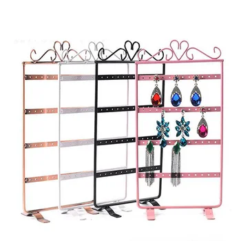 Hot Selling New 48 Holes Earrings Holder Jewelry Display Storage Stand Metal Jewellery Shelf Rack 4 Colors Options hot sell metal tie display rack necktie display stand