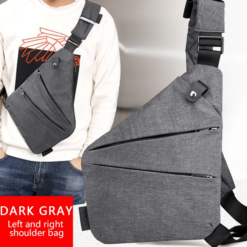 Темно-серый левый/правый рюкзак диагональная посылка на молнии сумка через плечо спортивная карманная цифровая сумка для хранения