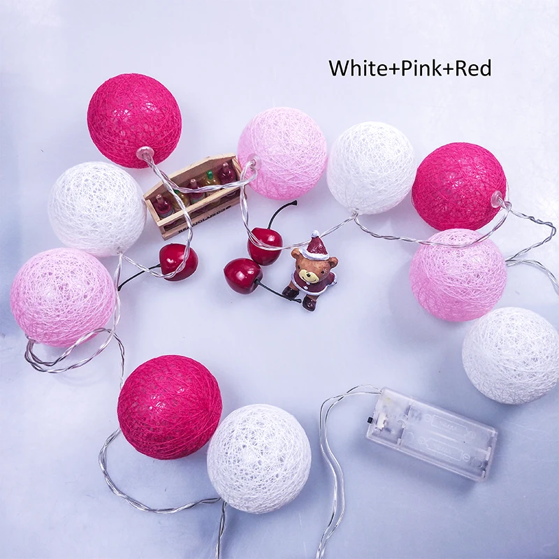 

10 Leds with 2AA Battery Operated Christmas Cotton Ball Led String Lights for Holiday Party Garden Room Store Decoration Indoor