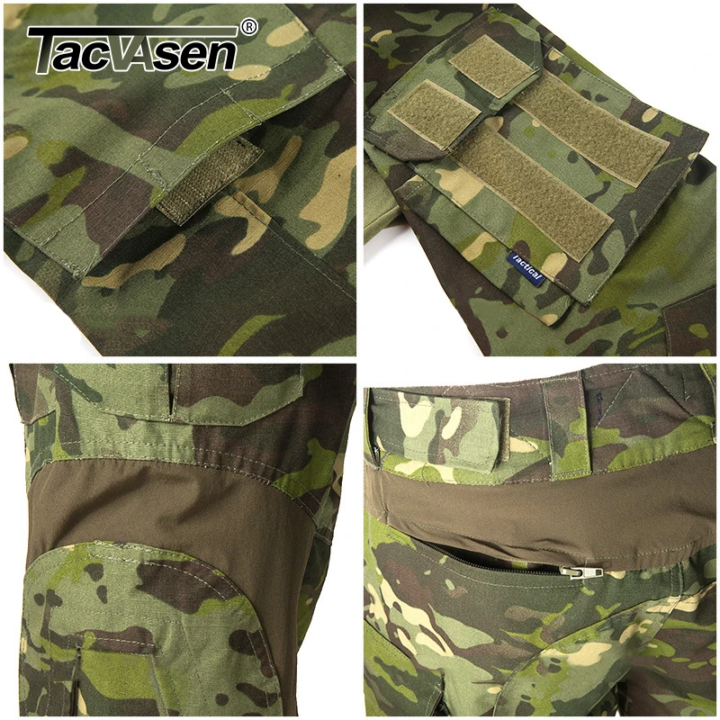 TACVASEN, комплекты военной одежды, Мужская тактическая форма, БДУ, армейский боевой костюм, комплекты, камуфляжные футболки с длинными рукавами, рабочие брюки-карго