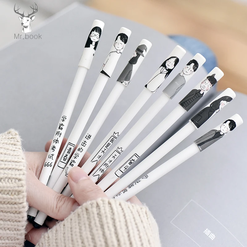 

10pcs/set 0.38mm Black Sketch Boy Girl Plastic Ink Creative Gel Pen for School Writing Office Supplies Pen Cute Stationery