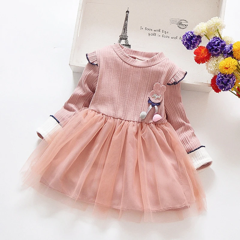 

Autumn Girls Dress Children Clothes Long-Sleeve Party Dress Fake 2Pcs Sweater+Dress Costume For Kids Dresses For Girls Clothes