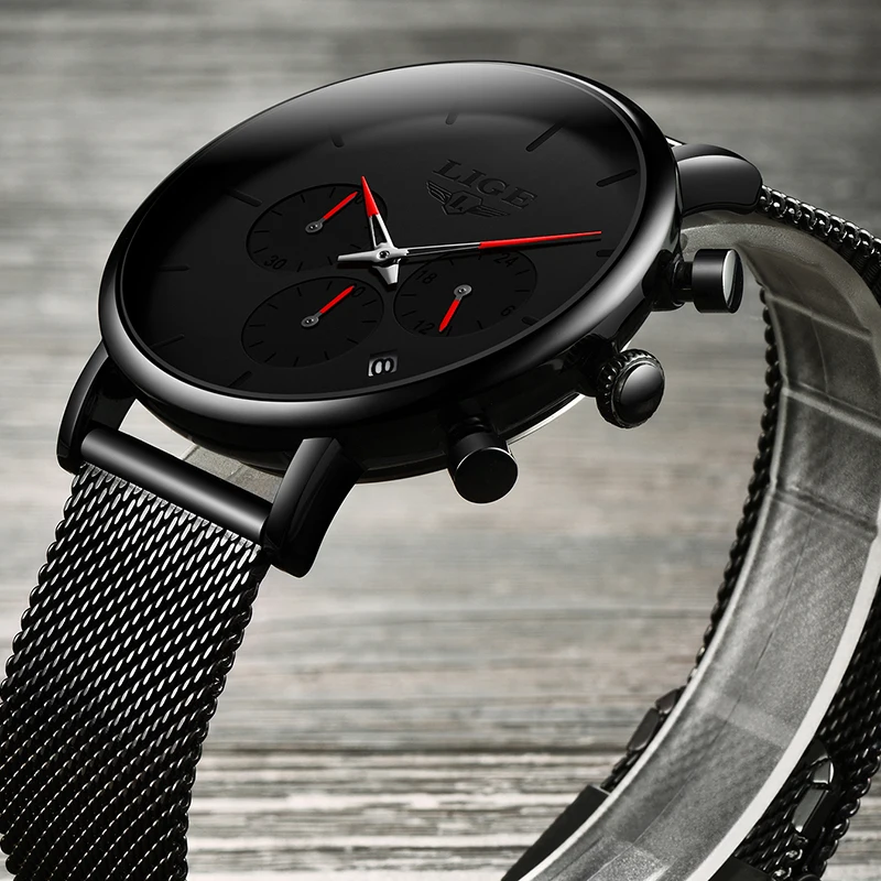 LIGE New Business Date Mens Watches Top Brand Luxury Waterproof Sport Watch Men Ultra Thin Dial Quartz Watch Casual Reloj Hombre