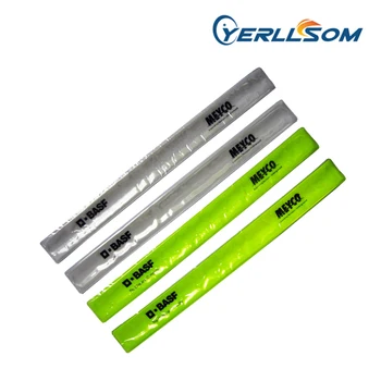 

YERLLSOM 3*34cm 100pcs/Lot Hot Selling Printed 1 color logo Slap Reflective Bracelets custom writing for events R041821