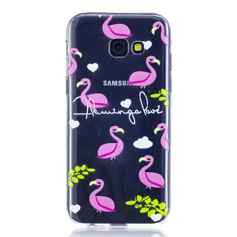 Симпатичные ТПУ чехол для Samsung A3 A5 A7 2017 a320 A520 A720 Фламинго панда кактус листьев