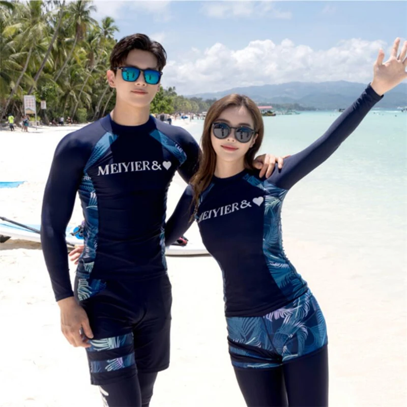 ファッションカップル水着 フルボディサーフスーツ 3 4 個水泳ラッシュガード男性女性韓国愛好家水着 ラッシュガード Aliexpress