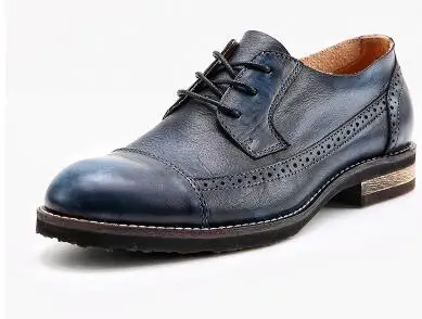 Британская кожаная обувь Мужские броги туфли Оксфорд с перфорацией ручной работы официальная деловая обувь Большие размеры евро 46 - Цвет: as show 2
