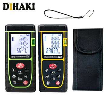 

LCD Laser Measure M/Ft/In Mute Laser Distance Meter with Carry Pouch Area and Volume measure device ruler test tool 40/60/80M