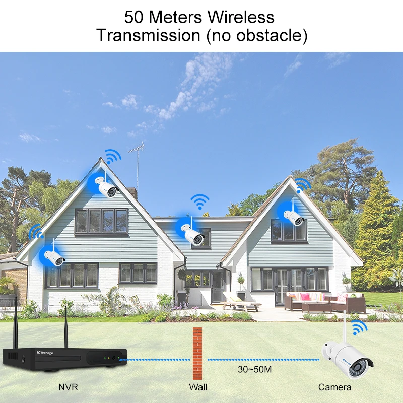 Techage inalámbrico sistema de seguridad 4CH 1080 P NVR Kit 2.0MP IR-CUT al aire libre registro de Audio CCTV cámara IP WiFi Video vigilancia conjunto - 5