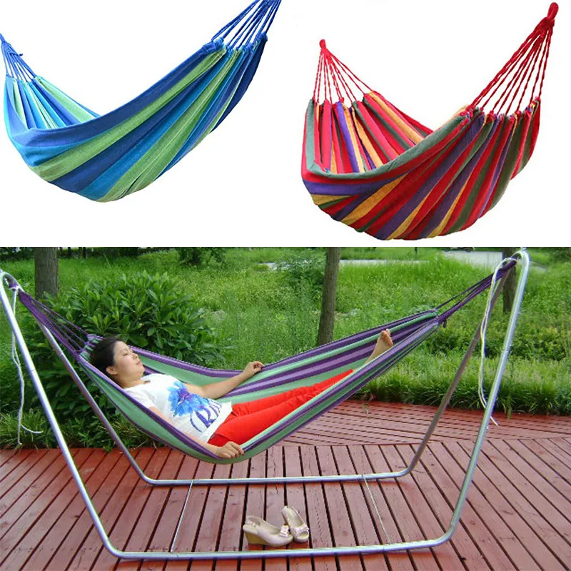 

Portable Rainbow Outdoor Leisure collapsible Nylon Hammocks Ultralight Hanging Bed Travel Camping Hammock