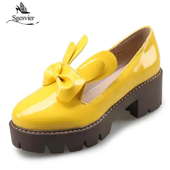 

Sgesvier Spring autumn women oxfords shoes black dress shoes women thick high heel platform causal shoes round toe pumps B419