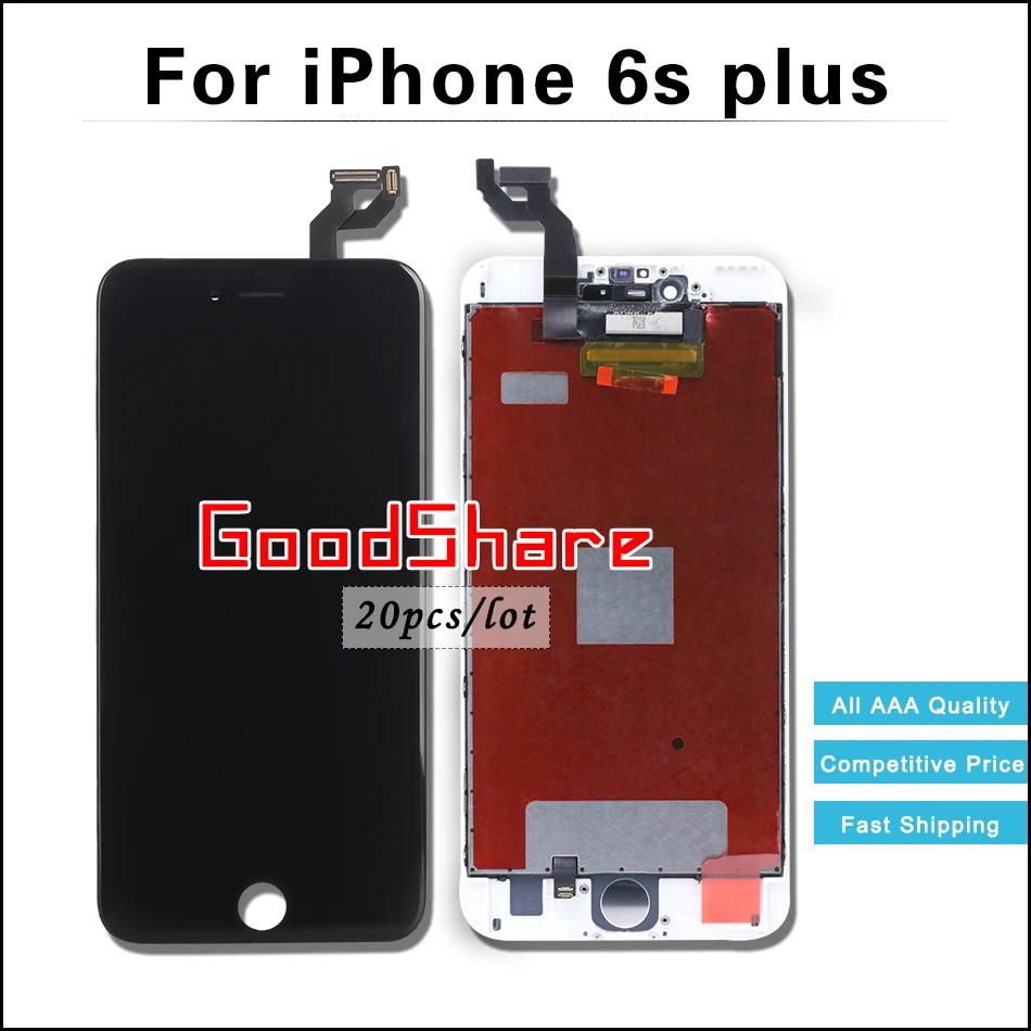 

20 PCS/LOT AAA&No Dead Pixel 5.5' For iPhone 6s plus LCD Display Screen Digitizer Assembly Replacement Black/White Free DHL Ship