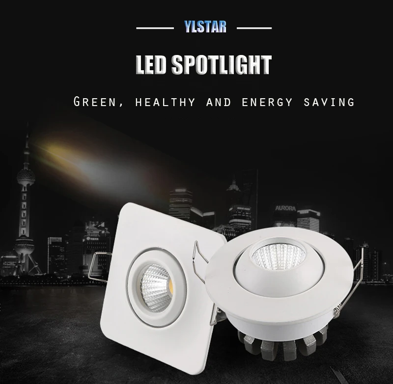 YLSTAR Бесплатная Доставка 2 шт./компл. светодио дный Spotlight 3 Вт AC85-265V мини-Кабинета лампы светодио дный удара встроенные потолочные лампы для