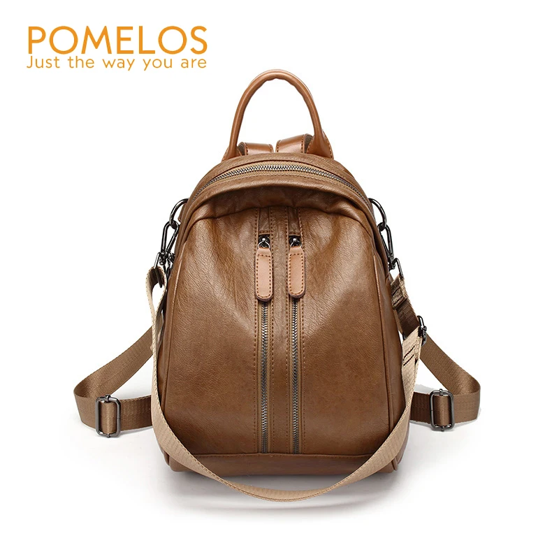 POMELOS New 2018 Women Soft Leather Fashion Backpack Ladies Shoulder