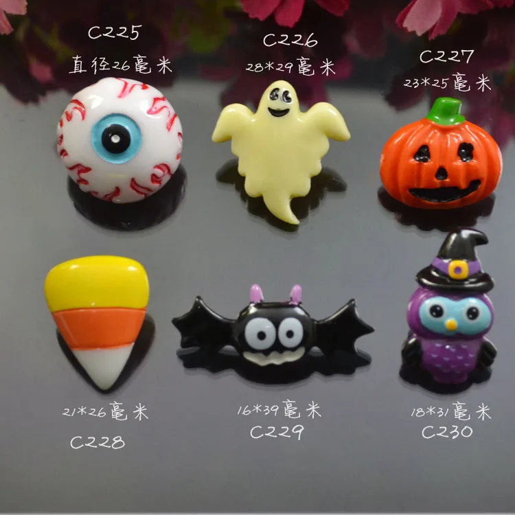 10 шт./лот плоский задник из смолы Хэллоуин Мультфильм летучая мышь призрак тыква