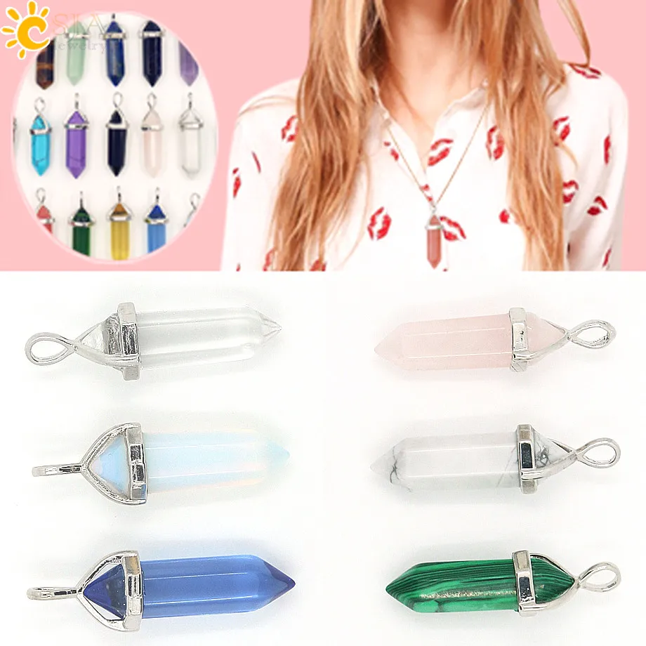 Real Bullet Shape Natural Stone Pendant Summer Women Jewelry