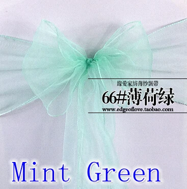 

Mint green color Organza sash chair sash crystal sash wedding party hotel show decoration shimmer shiny bow tie chair band