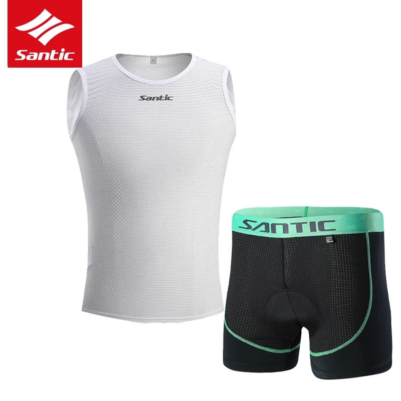 Santic Cycling Jersey Set Keep Dry Mesh Cycling Base Layer Sleeveless Bike Bicycle Underwear Cycling Clothing Set Ropa Ciclismo