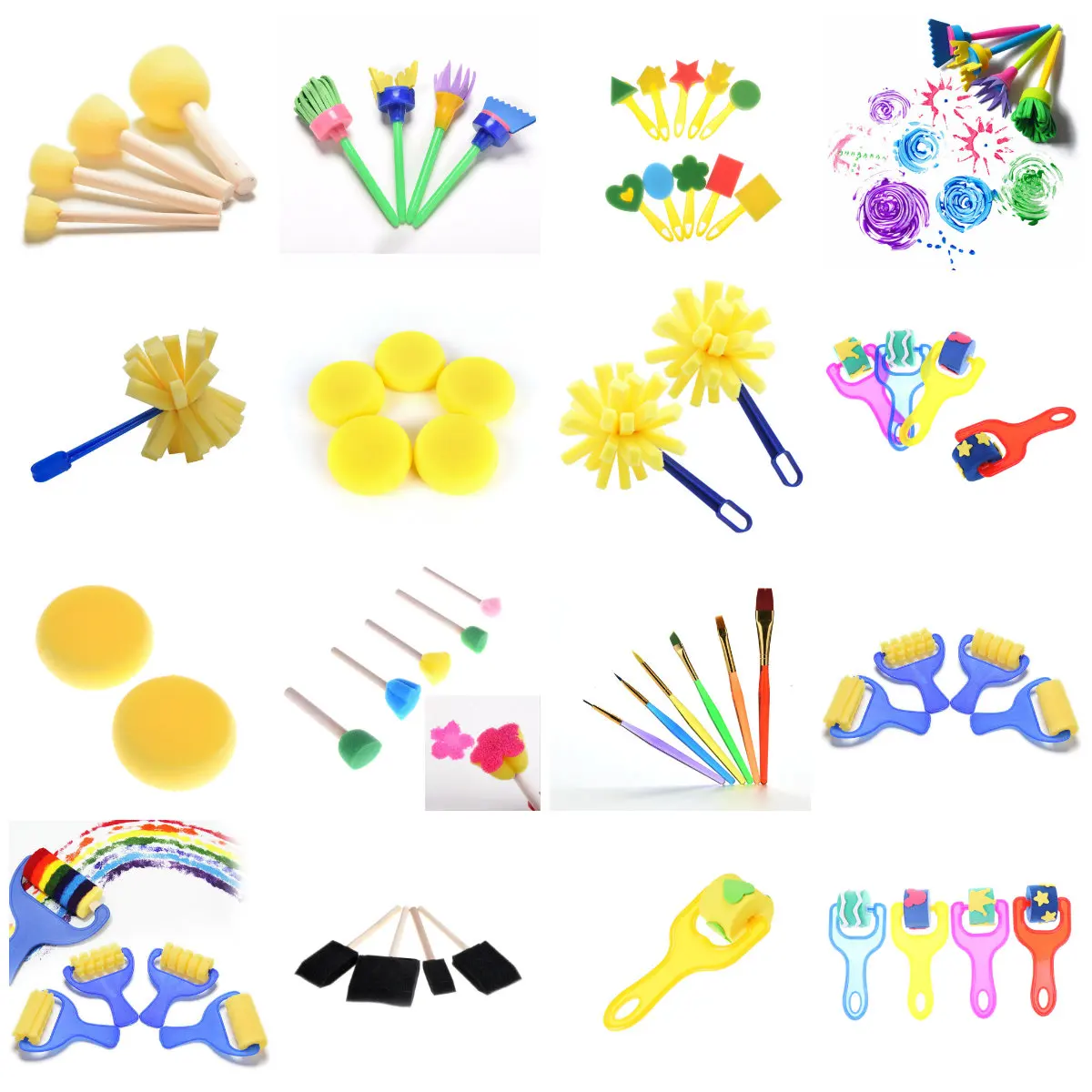 

1-6Pcs Flower Paint Brush Rotate Spin Sponge Kids Children Graffiti Art Drawing Painting Toy School Stationery Supplies