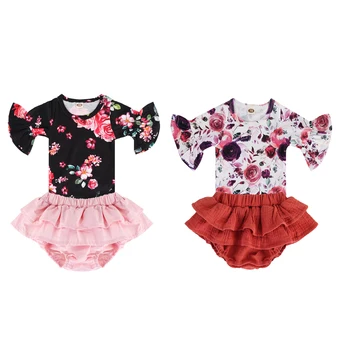 

2PCS Newborn Baby Girl Clothes 2019 Summer Pink caramel Floral Baby Bodysuit +Shorts Outfits Sunsuit Body Suit Clothing 0-24M